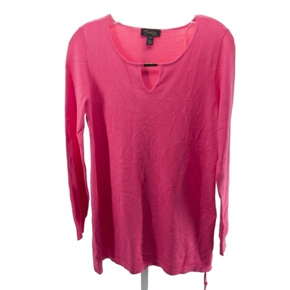 Thalia Sodi Ruched Keyhole Sweater Raspberry Pink S - Picture 2 of 5